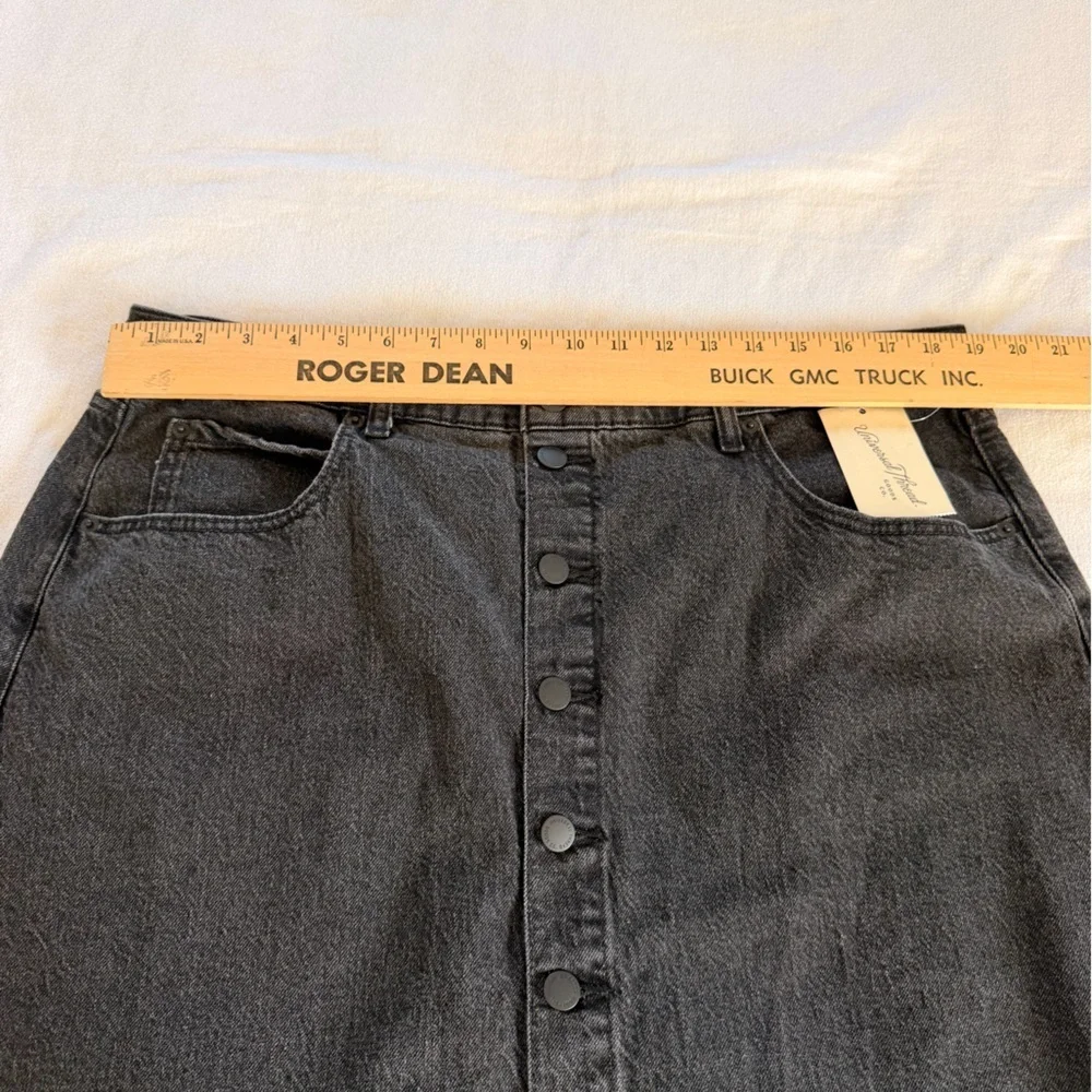 Black Denim Trad Wife Midi Skirt Button Front Country Modest Western Cowgirl